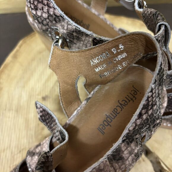 Jeffrey Campbell Angora Sandals Women 9.5 Snakeskin Leather Heeled Strappy Mules - Picture 12 of 12